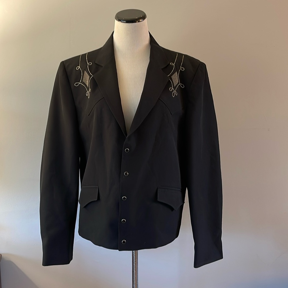 Vintage H Bar C California Ranchwear black embellished bolero jacket size 44R